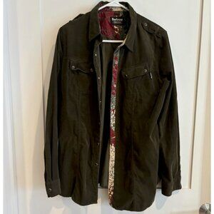 Barbour Shirt Corduroy Pearl Snap Military Button Down  - Size L